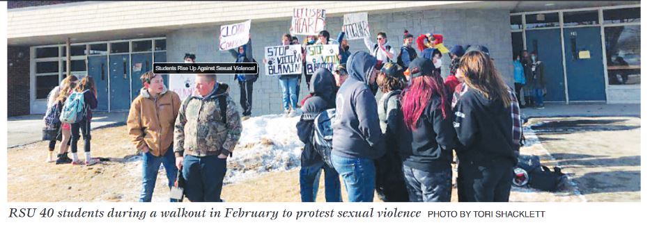 RSU 40 students during a walkout in February 2022 to protest sexual violence PHOTO BY TORI SHACKLETT